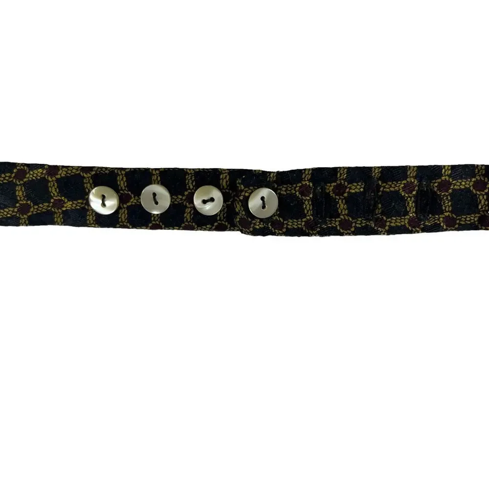 CARROT & GIBBS Bow Tie Black, Maroon and Gold Pattern Design Button Adjustments